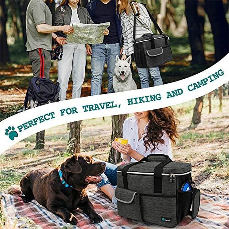 Dog Travel Organizer with Food Storage and Bowls, Charcoal - Medium Camping Accessories