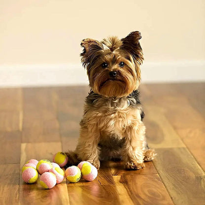 X-Small Dog Tennis Balls 1.5" - Pack of 12 Mini Fetch Balls for Puppies - Yellow and Pink
