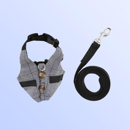 Adjustable Formal Suit Style Rabbit Vest Harness and Leash Set for Small Animals (S)