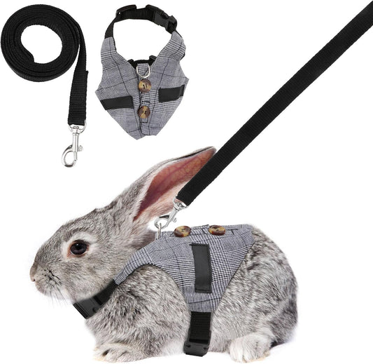 Adjustable Formal Suit Style Rabbit Vest Harness and Leash Set for Small Animals (S)